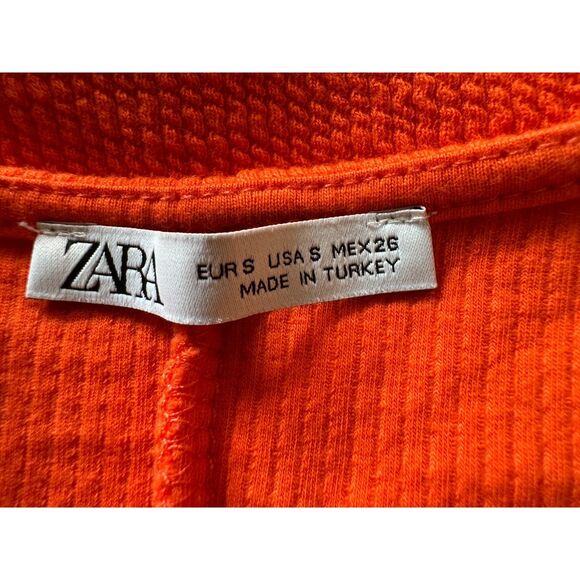 Zara Blood Orange V Neck Above Knee Halter Dress Size Small - Picture 4 of 4